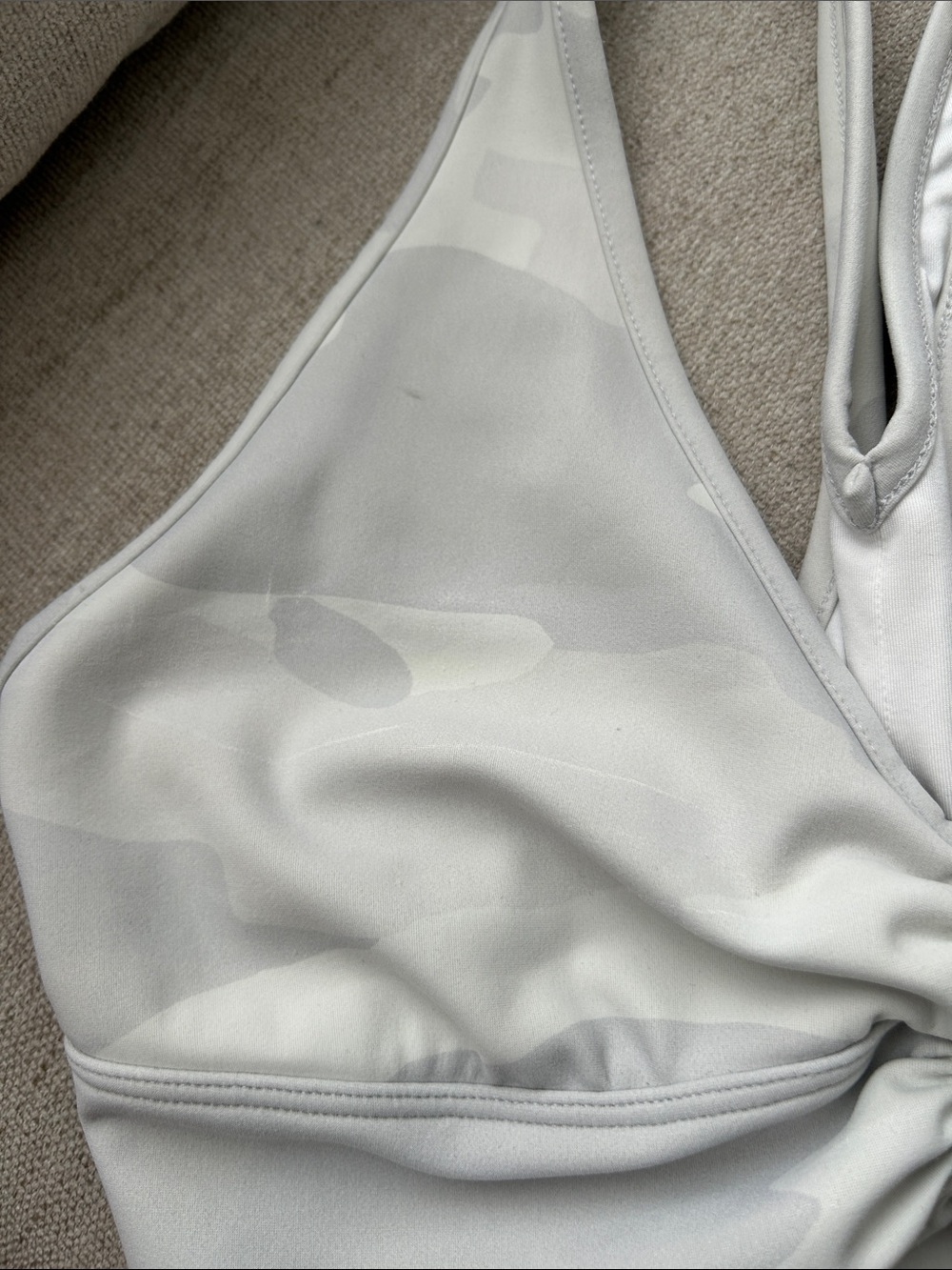 Light Cream Camo Sports Bra - Women's Intimates Wild Thing Bra - Picture 2 of 5